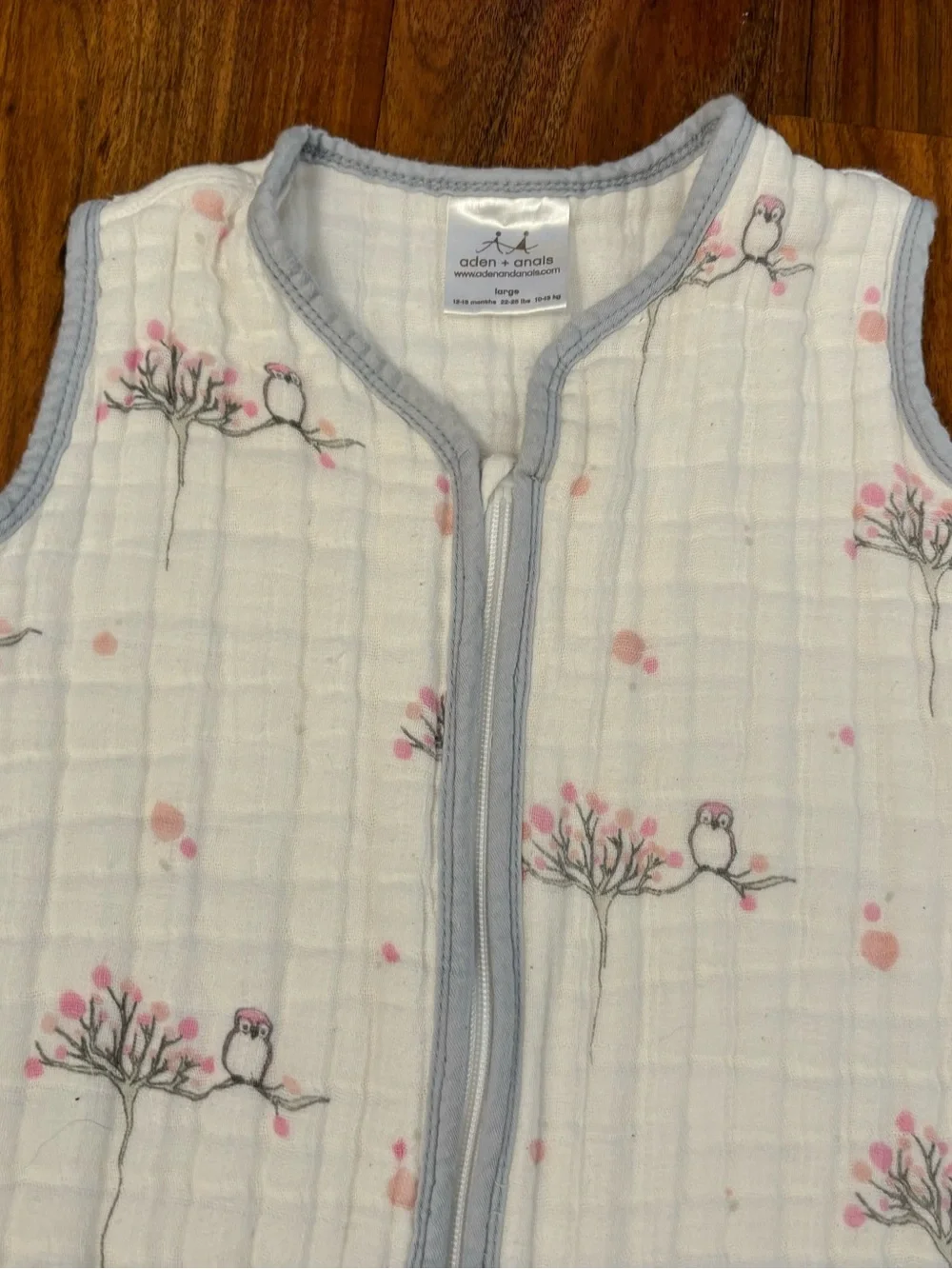 Aden+Anais For The Birds White Muslin 4 Layer Sleep Sack Sleep Bag
